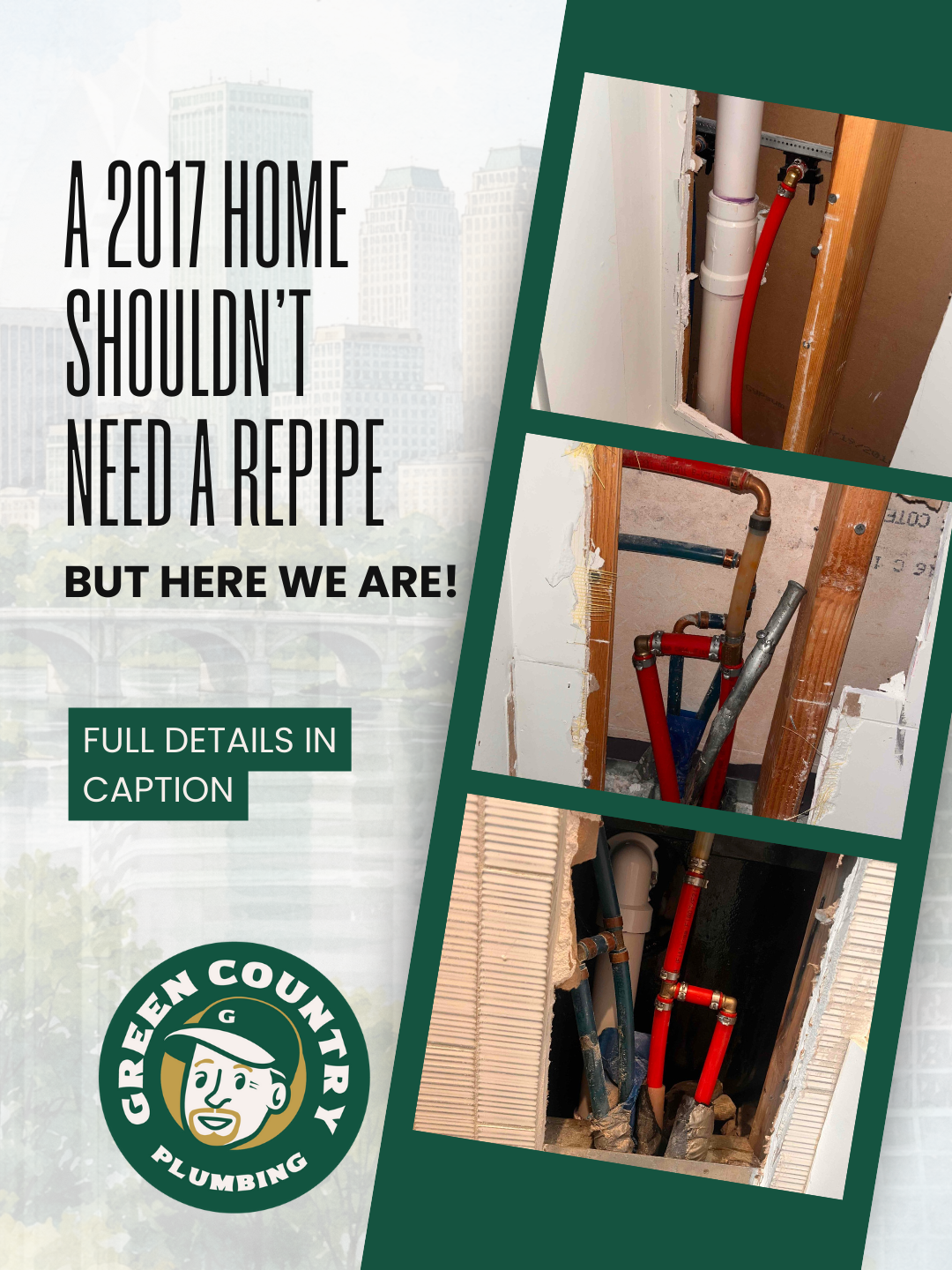 whole home repipe Tulsa OK Green Country Plumbing